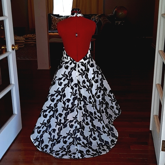Akira Black and White Halter High Low Dress - Picture 2 of 4